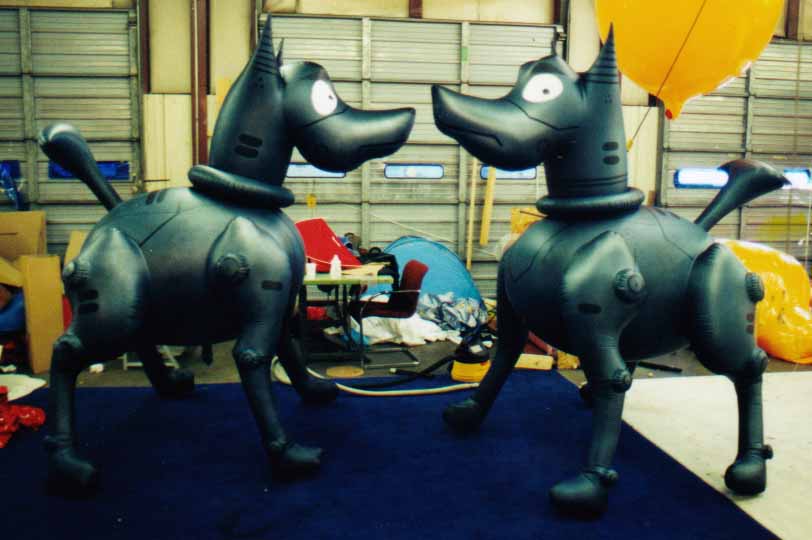 custom helium balloons - custom shape dog helium inflatables made in USA.